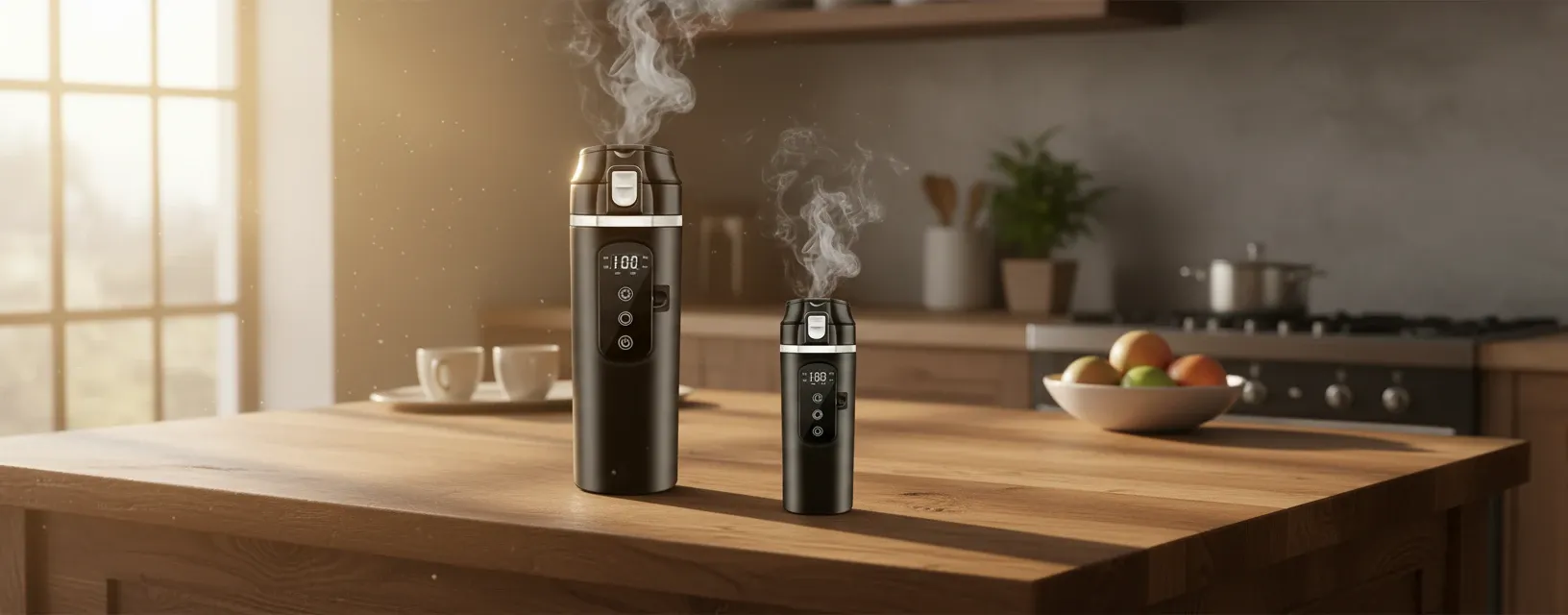 Comparing the different design aesthetics of Dualit kettle models side-by-side.